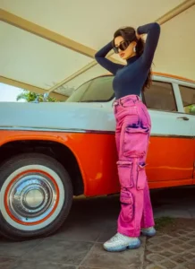 NORA FATEHI IN PINK CARGO PANTS