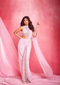 Shilpa Shetty Blush pink embroidered saree not sorry