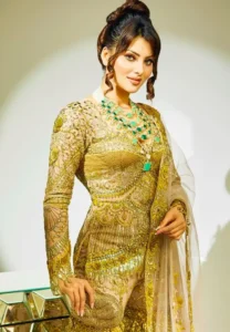 Urvashi Rautela stunning look in golden sharara set