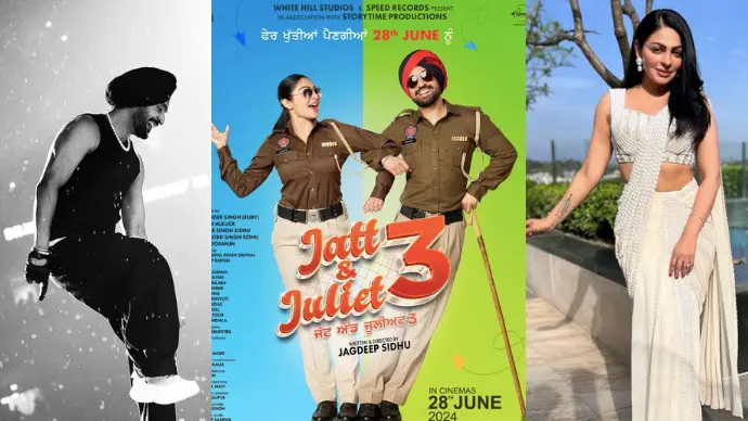 Diljit Dosanjh and neeru bajwa Shares Poster of JATT & JULIET 3