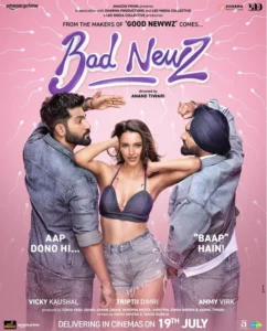 Bad Newz Movie 2024 , Vicky Kaushal, Triptii Dimrii, Ammy Virk